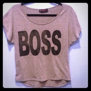 Annabelle gray "Boss" graphic tshirt top